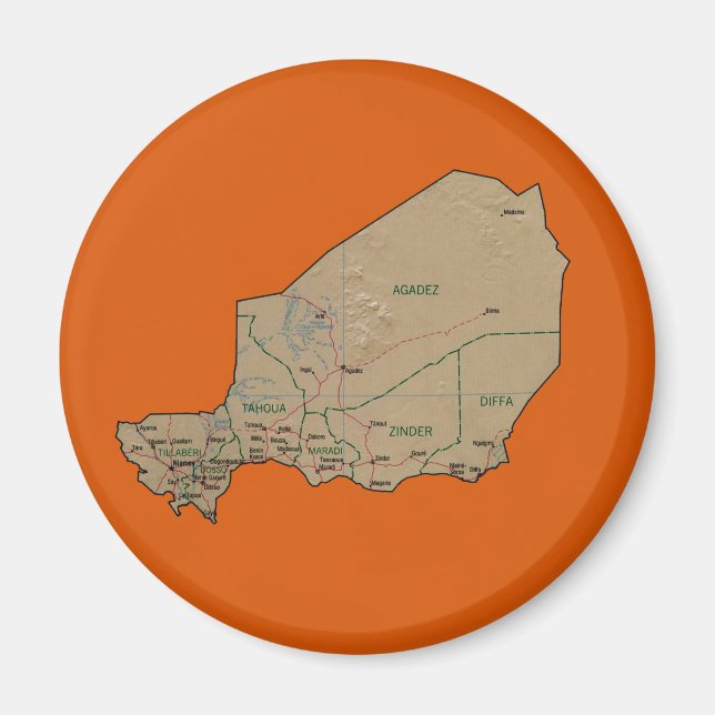 Íman Ímã Mapa do Níger (Frente)