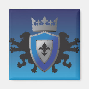 Íman Ímã medieval azul da heráldica do leão