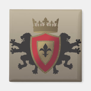 Íman Ímã medieval vermelho da heráldica do leão