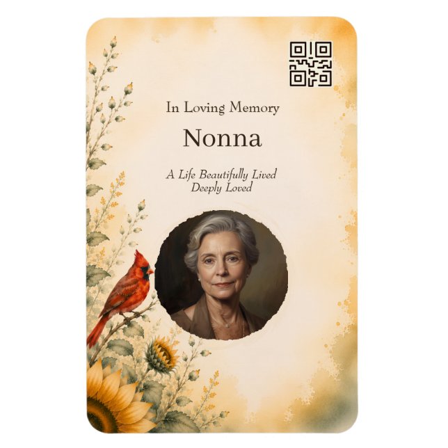 Íman Ímã Memorial com Código QR de Foto Em Memória Cari (Vertical)