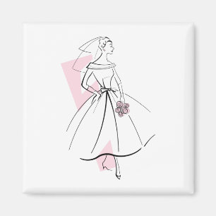 Íman Ímã Noiva da Moda Rosa quadrado