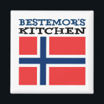 Íman Ímã norueguês da avó da cozinha de Bestemor<br><div class="desc">Ímã legal da cozinha de Bestemor que caracteriza a bandeira de Noruega. Aperfeiçoe para uma avó norueguesa essa os amores a cozinhar. Faz um grande presente para uma avó norueguesa.</div>