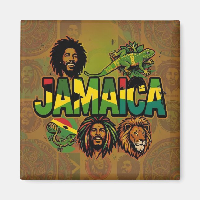 Íman Ímã orgulhoso da Jamaica com cores jamaicanas (Frente)