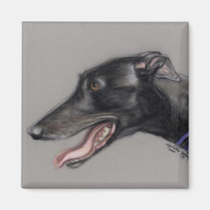 Íman Ímã original da arte do cão do galgo preto