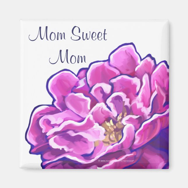 Íman Ímã Peônia Rosa Pintada Mamãe Doce Mamãe (Frente)