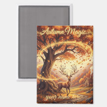 Ímã Personalizado com Veado da Floresta da Magia d