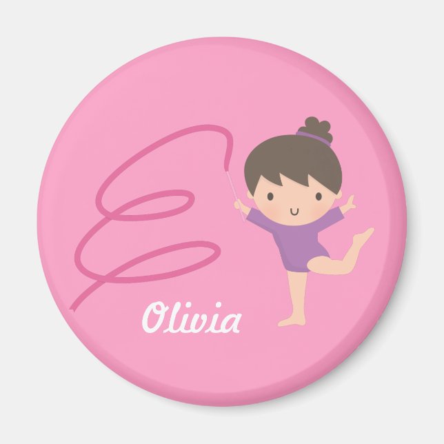 Íman Ímã Personalizado de Ginasta Fofa e Fita (Frente)