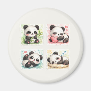 Íman Ímã Personalizado de Panda Fofo Estética Aquarela