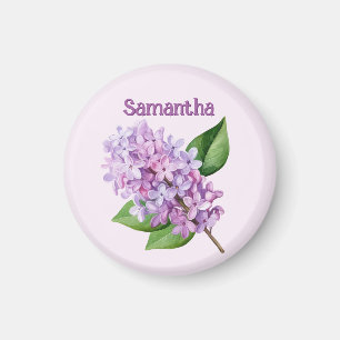 Íman Ímã Personalizado Flor de Lilás Rosa