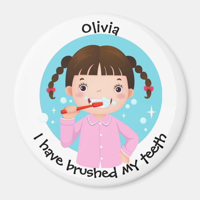 Íman Ímã Personalizado Infantil - Eu escovei os dentes (Frente)