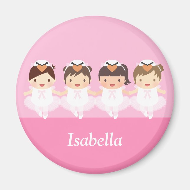 Íman Ímã Personalizado Meninas Bailarinas Cisne Fofas (Frente)