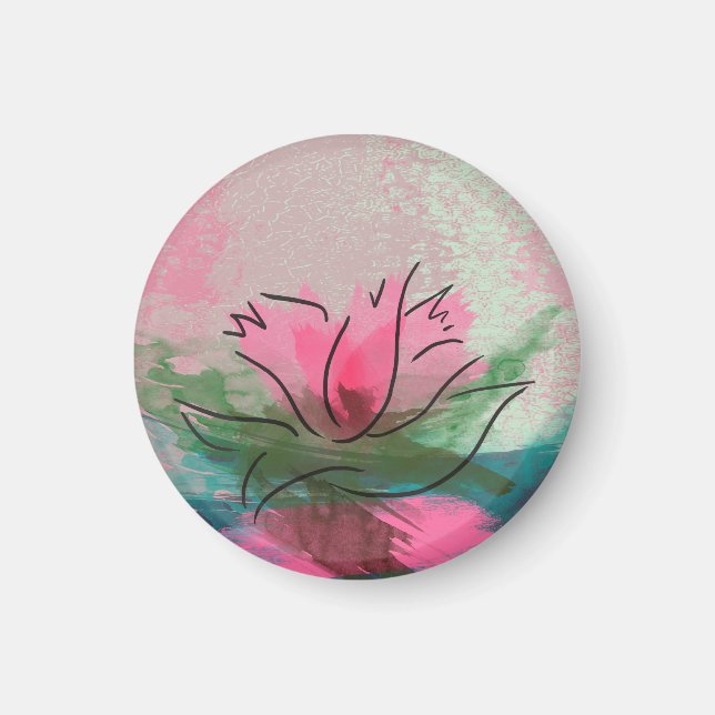 Íman Ímã, Pintura de Flor Rosa (Frente)
