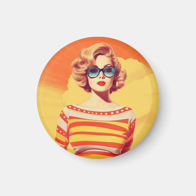 Íman Ímã popart, crachá inspirado no estilo retrô, (Frente)