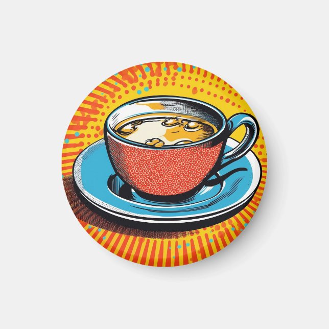 Íman Ímã popart. Xícara de chá popart (Frente)