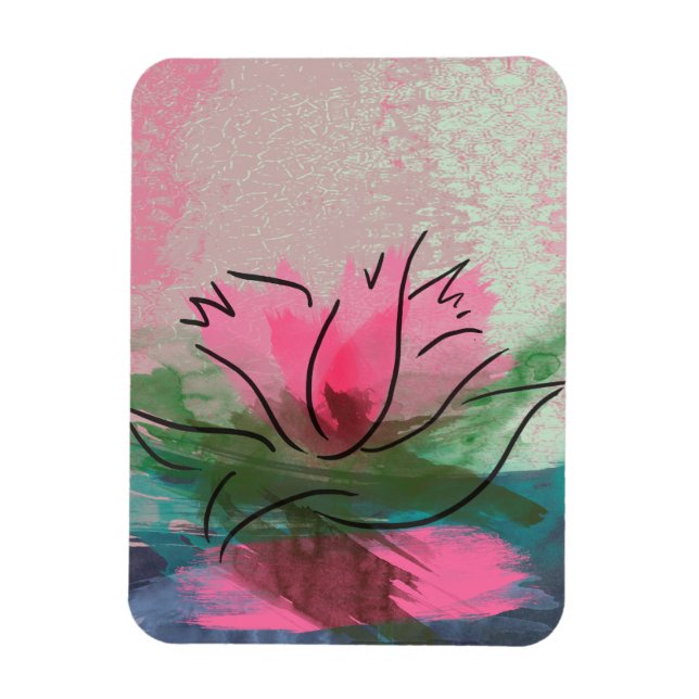 Íman Ímã Premium, Pintura de Flor Rosa (Vertical)