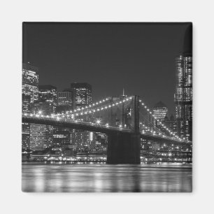Íman Ímã preto/branco da ponte de Brooklyn da skyline