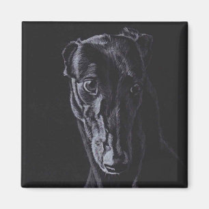 Íman Ímã preto da arte do cão da silhueta do galgo