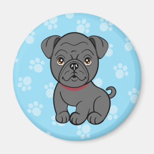 Íman Ímã preto do Pug dos desenhos animados