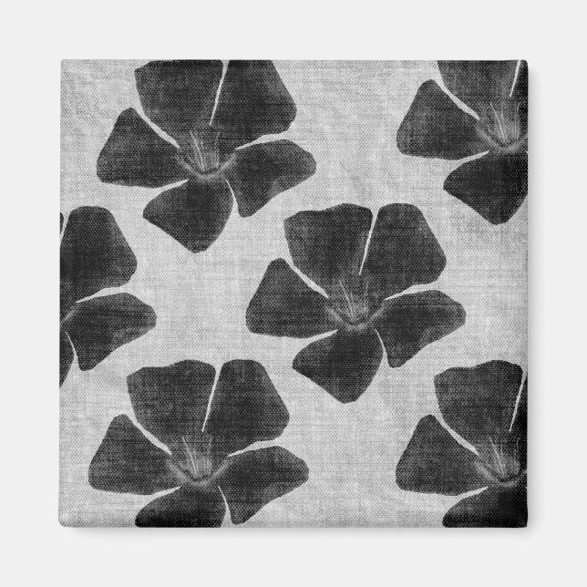 Íman Ímã preto do teste padrão de flor (Frente)