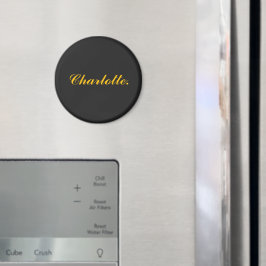 Íman Ímã Preto Elegante com Nome Personalizado