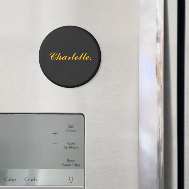 Íman Ímã Preto Elegante com Nome Personalizado (In Situ (Fridge))