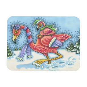 Íman ÍMÃ profundo do NATAL da neve dos flamingos