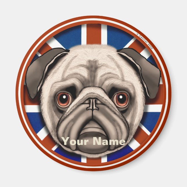 Íman ímã Pug da Inglaterra (Frente)