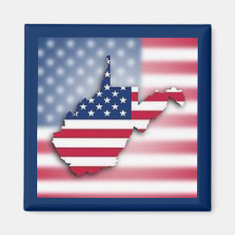Íman Ímã Quadrado 2" de West Virginia Patriótico