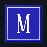 Íman Ímã Quadrado com Monograma Branco em Azul Real<br><div class="desc">Um ímã quadrado com um monograma branco em um fundo azul real. Personalize o ímã com sua própria inicial ou iniciais,  cores,  entre outras opções.</div>