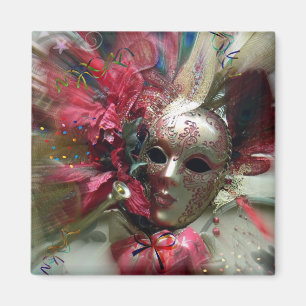 Íman Ímã Quadrado de Arte Fantasia Carnaval Vermelho