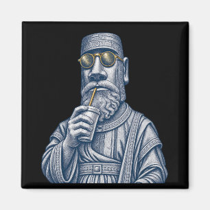 Íman Ímã Quadrado de Arte Vintage Homem Pedra Legal