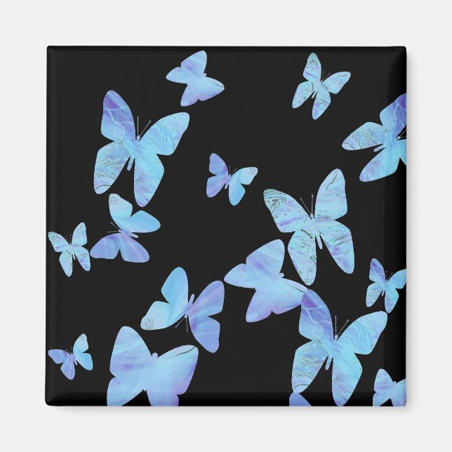 Íman Ímã Quadrado de Borboleta Azul (Frente)