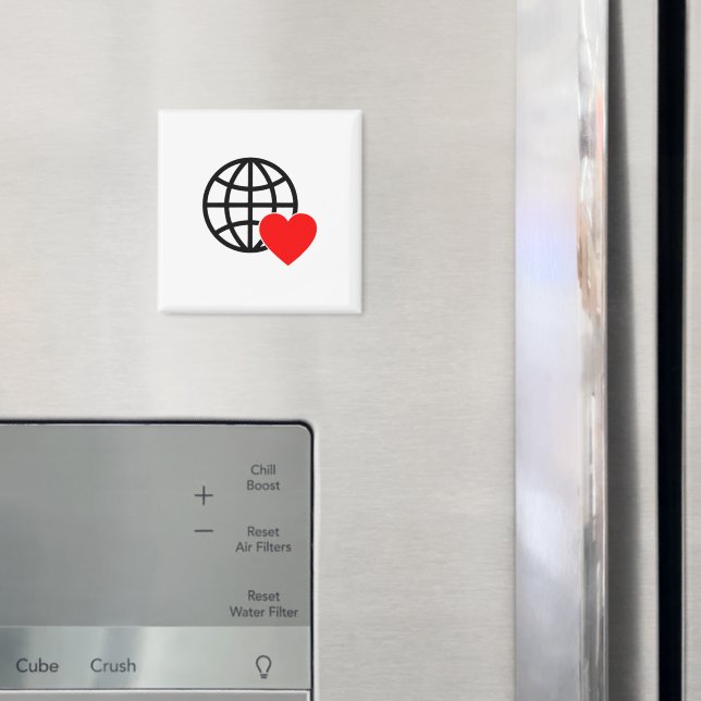 Íman Ímã Quadrado de Coração e Globo Personalizado (In Situ (Fridge))