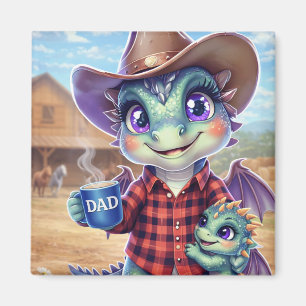 Íman Ímã Quadrado de Dragão Cowboy Pai Bonitinho