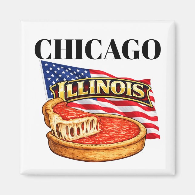 Íman Ímã Quadrado de Illinois  (Frente)