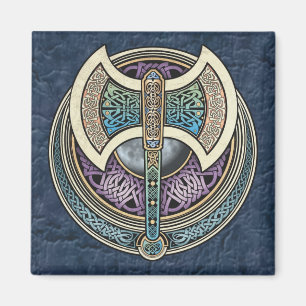 Íman Ímã quadrado de Knotwork Labrys