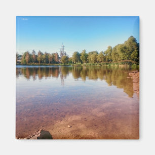 Íman Ímã Quadrado de Paisagem Rural de Verão