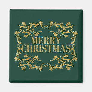 Íman Ímã quadrado do Feliz Natal ornamentado elegante