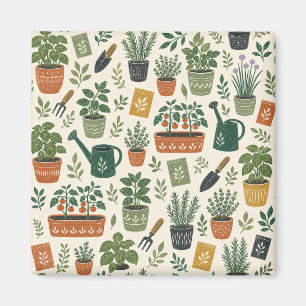 Íman Ímã Quadrado Ilustrado de Jardim Pequeno
