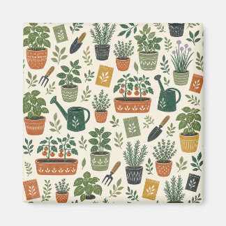 Íman Ímã Quadrado Ilustrado de Jardim Pequeno