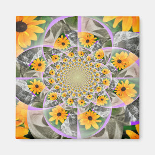 Íman Ímã Quadrado Mandala de Girassol