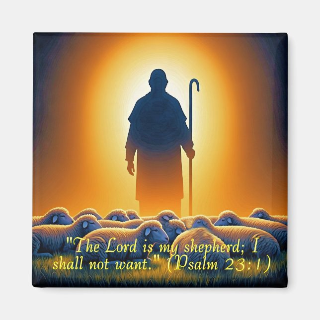 Íman Ímã Quadrado Salmo 23:1 Senhor como Pastor (Frente)
