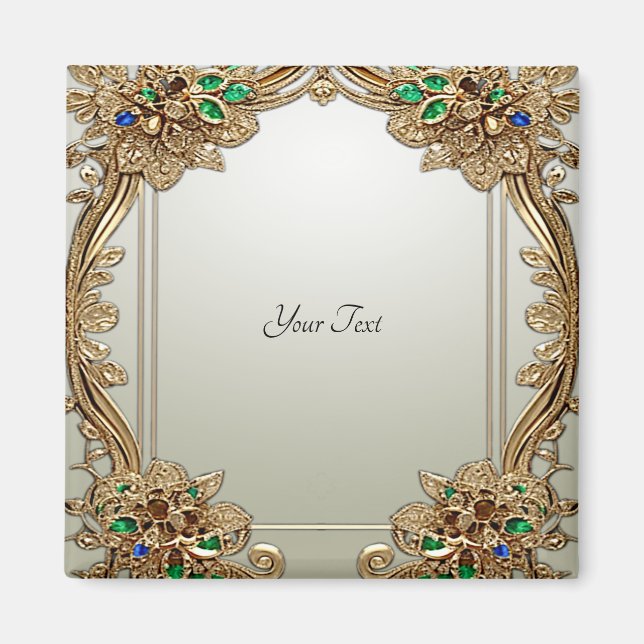Íman Ímã Rebuscado Dourado Elegante (Frente)