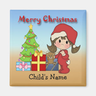 Íman Ímã redondo da menina da criança do Natal