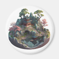 Ímã Redondo de Fantasia Chinesa 3D Fofo