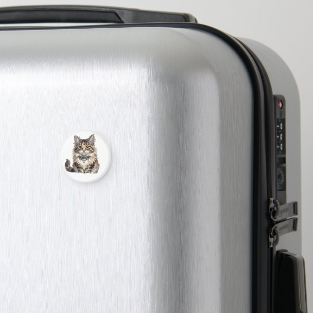 Íman Ímã Redondo de Gato Punk Maine Coon (In Situ (Luggage))