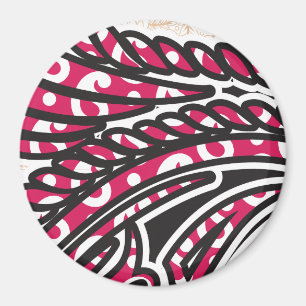Íman Ímã Redondo de Paisley Vermelho Ousado