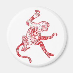 Íman Ímã redondo do macaco vermelho do fogo da mandal