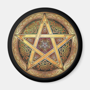 Íman Ímã redondo do Pentacle dourado
