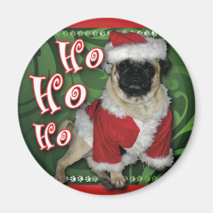 Íman Ímã redondo do Pug do papai noel